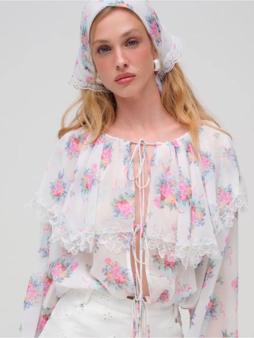 For Love & Lemons Doily Bouquet Long Sleeve Top
